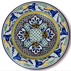 Vintage Mexican Talavera Hand painted Platter Wall Decor Handmade Signed 12.5"